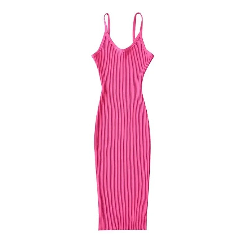 Basic Summer Stretch Material Slip Body Fitted Dress