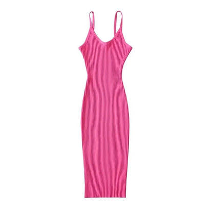 Basic Summer Stretch Material Slip Body Fitted Dress