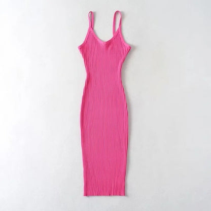 Basic Summer Stretch Material Slip Body Fitted Dress