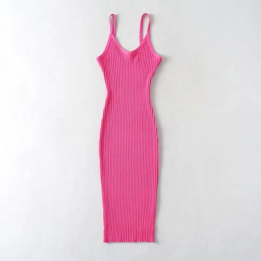 Basic Summer Stretch Material Slip Body Fitted Dress