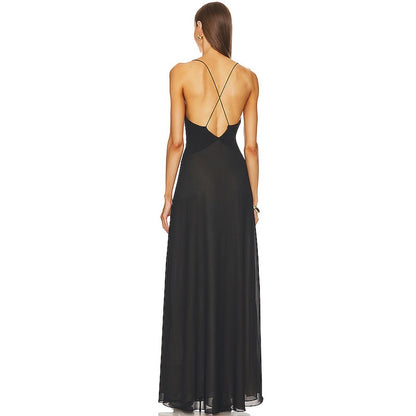 Elegant 3D White Flower Deep V Neck, Backless Maxi Dress