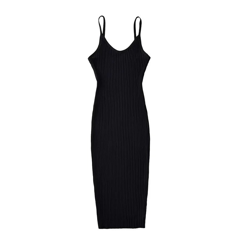Basic Summer Stretch Material Slip Body Fitted Dress