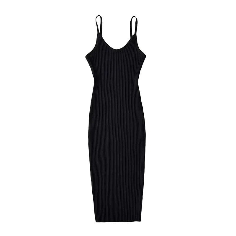 Basic Summer Stretch Material Slip Body Fitted Dress