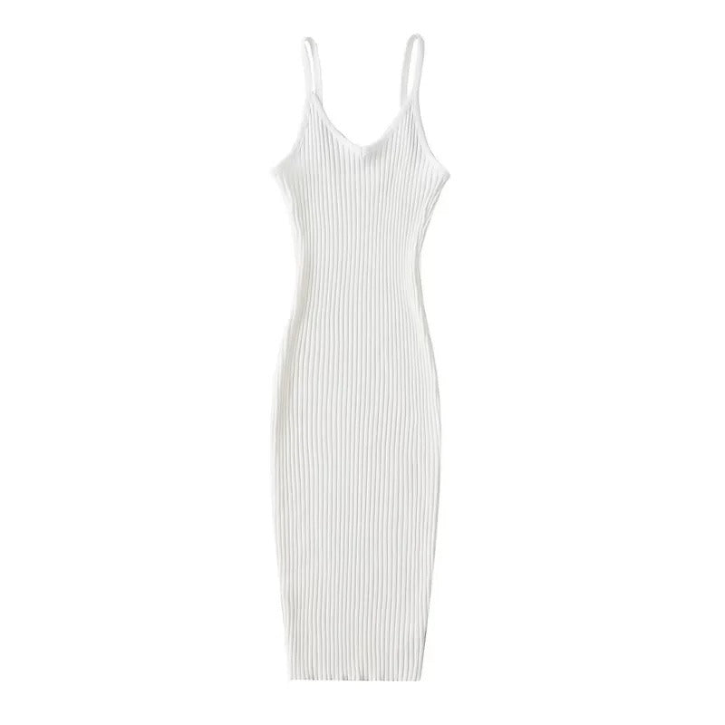 Basic Summer Stretch Material Slip Body Fitted Dress