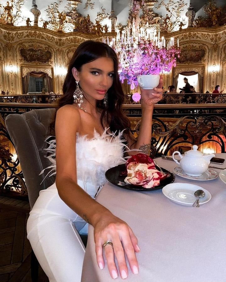 Soft Feather Strapless off shoulder trouser jumpsuit