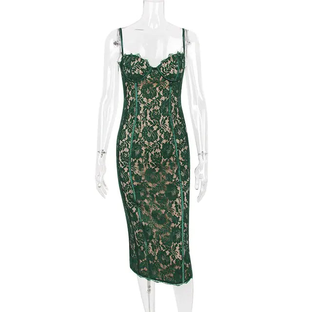 Envy Me Elegant Laced Backless Midi Dress