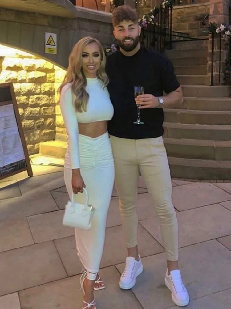 2-Piece Ruched Long Dress Set