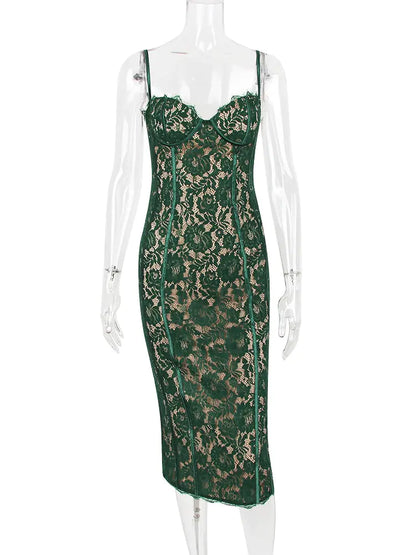 Envy Me Elegant Laced Backless Midi Dress