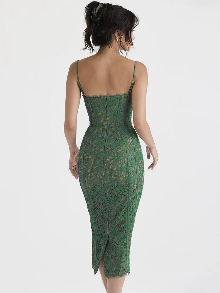 Envy Me Elegant Laced Backless Midi Dress
