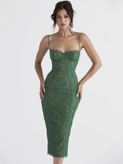 Envy Me Elegant Laced Backless Midi Dress
